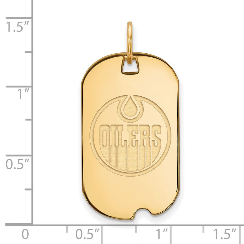 Gold Plated Sterling Silver Nhl Logoart Edmonton Oilers Small Dog Tag Pendant