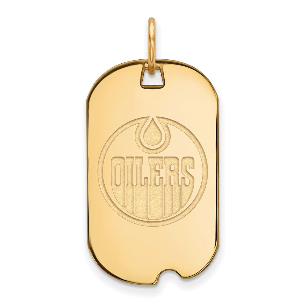 Gold Plated Sterling Silver Nhl Logoart Edmonton Oilers Small Dog Tag Pendant