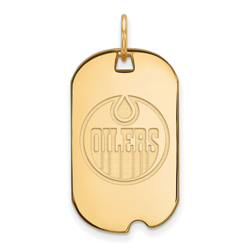 Gold Plated Sterling Silver Nhl Logoart Edmonton Oilers Small Dog Tag Pendant