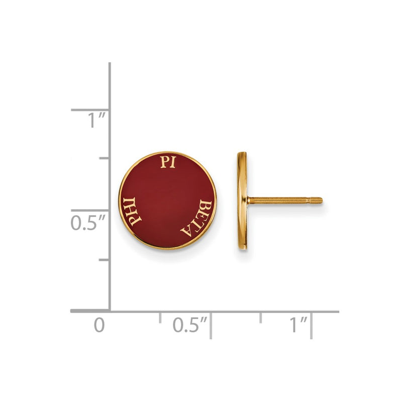Gold Plated Sterling Silver Logoart Pi Beta Phi Sorority Text Color Enamel Post Earrings
