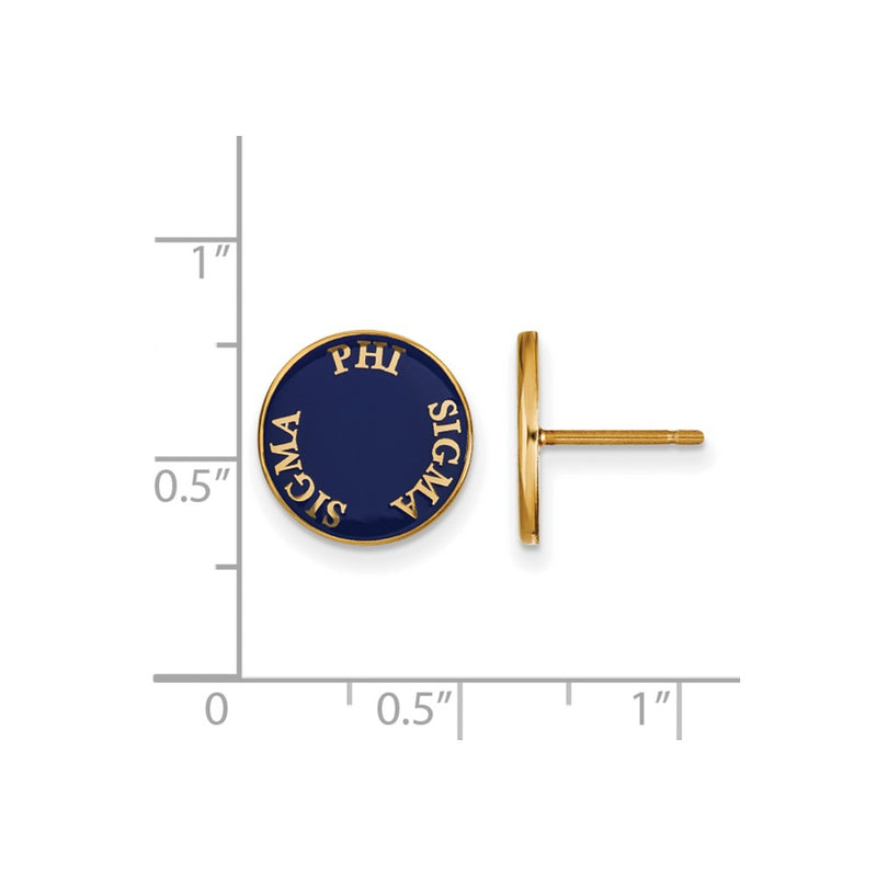 Gold Plated Sterling Silver Logoart Phi Sigma Sorority Text Color Enamel Post Earrings