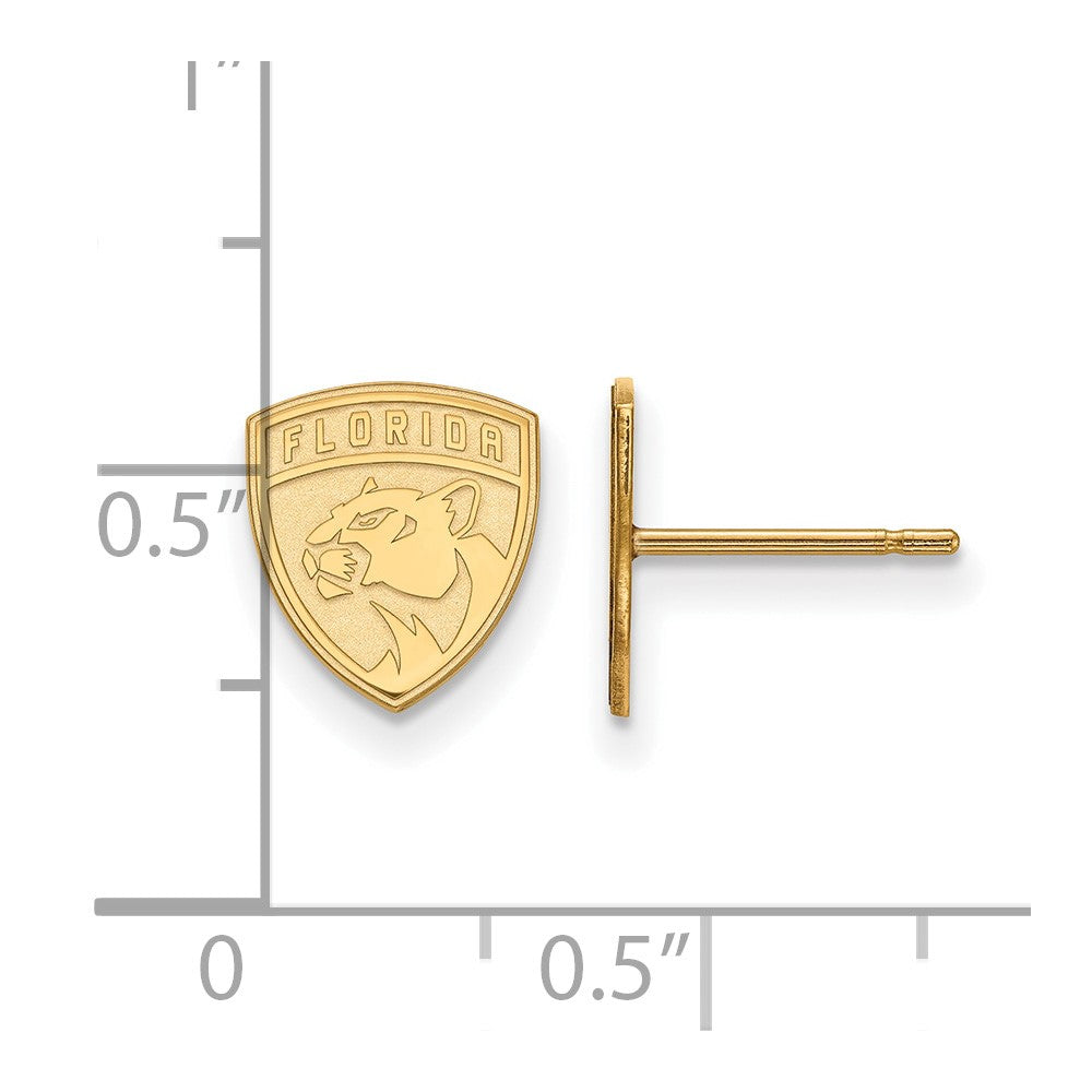 Gold Plated Sterling Silver Nhl Logoart Florida Panthers Extra Small Post Earrings