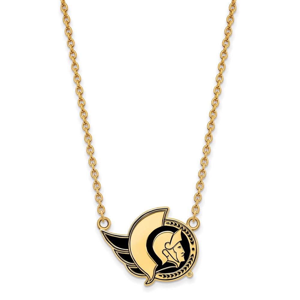 Gold Plated Sterling Silver Nhl Logoart Ottawa Senators Large Enameled Pendant 18 Inch Necklace