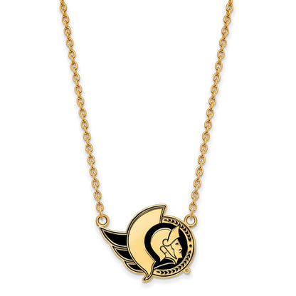Gold Plated Sterling Silver Nhl Logoart Ottawa Senators Large Enameled Pendant 18 Inch Necklace