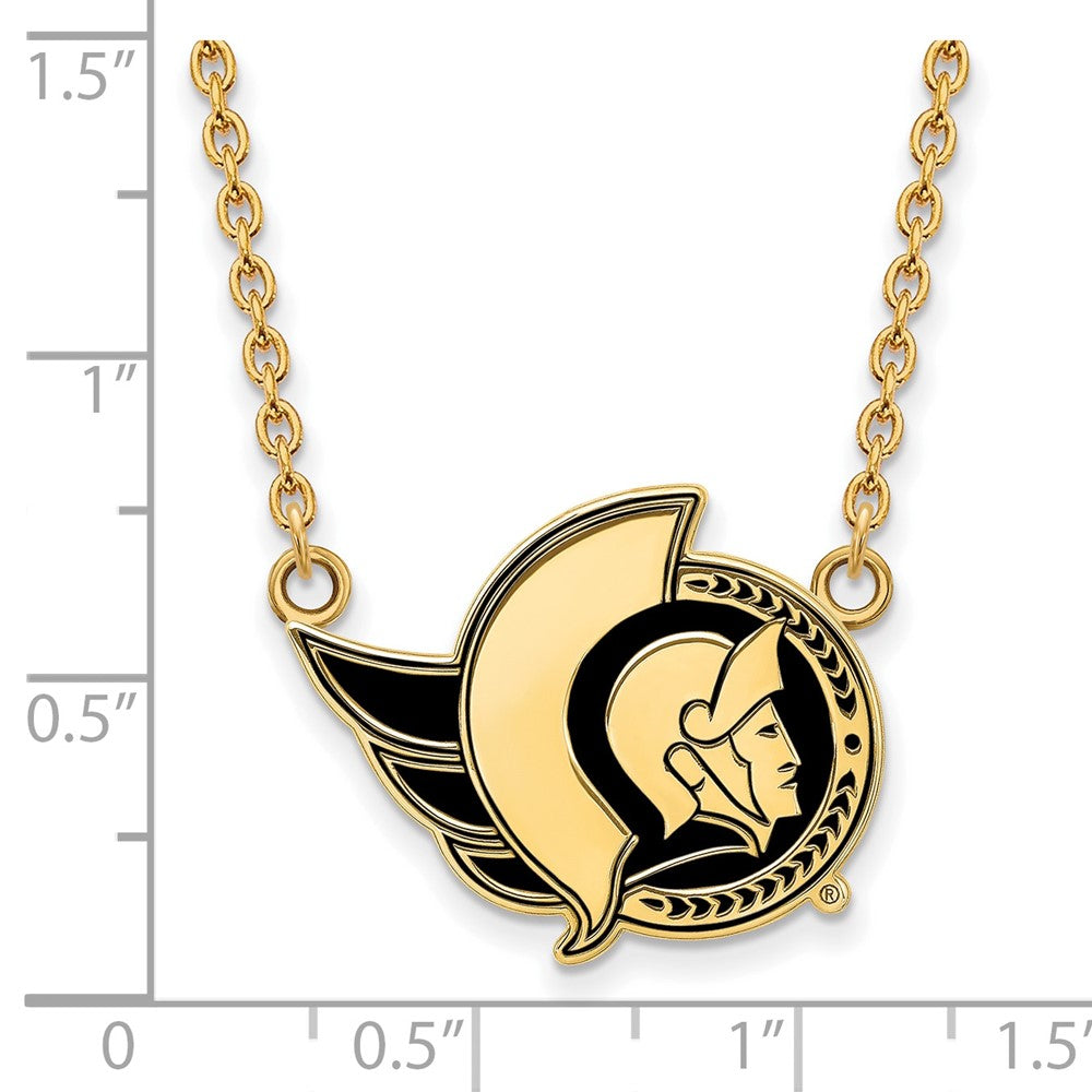 Gold Plated Sterling Silver Nhl Logoart Ottawa Senators Large Enameled Pendant 18 Inch Necklace
