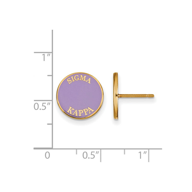 Gold Plated Sterling Silver Logoart Sigma Kappa Sorority Text Color Enamel Post Earrings