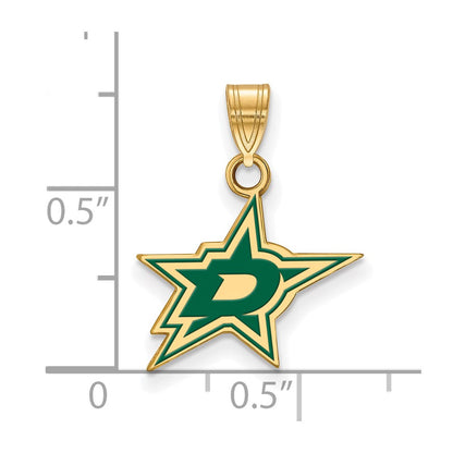 Gold Plated Sterling Silver Nhl Logoart Dallas Stars Small Enameled Pendant