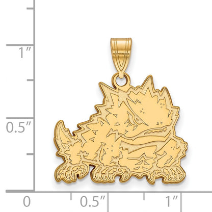 Gold Plated Sterling Silver Logoart Texas Christian University Horned Frog Large Pendant