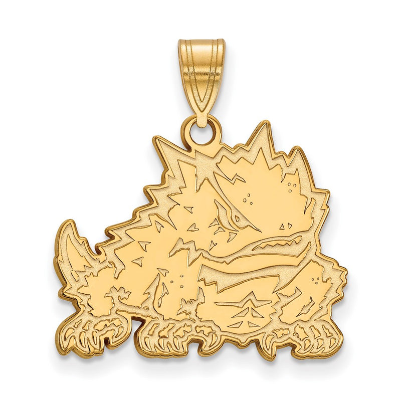14K Yellow Gold Logoart Texas Christian University Horned Frog Large Pendant