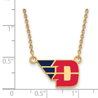 Gold Plated Sterling Silver Logoart University Of Dayton Small Enameled Pendant 18 Inch Necklace