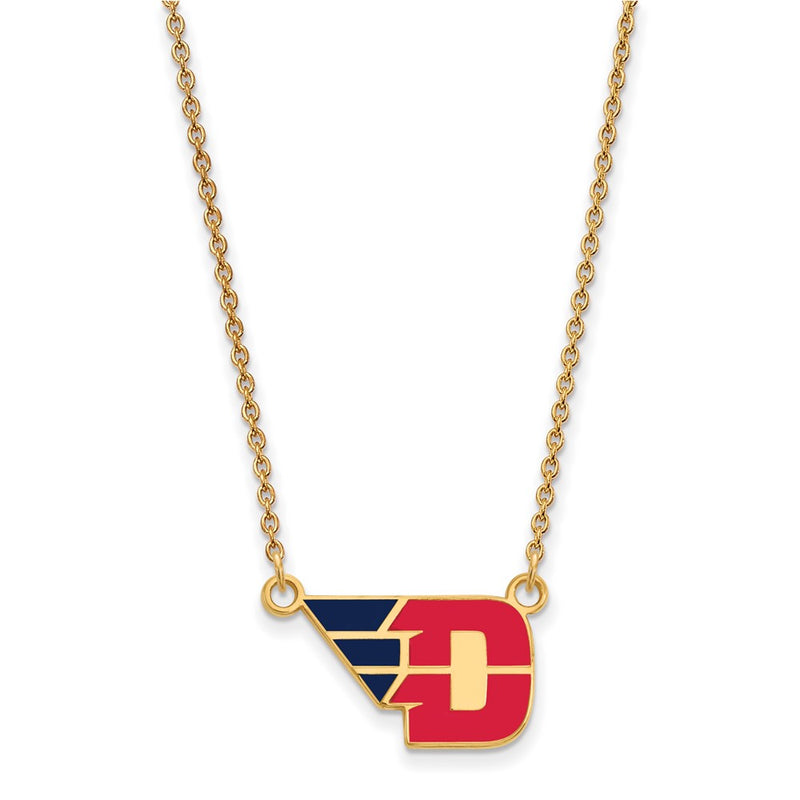 Gold Plated Sterling Silver Logoart University Of Dayton Small Enameled Pendant 18 Inch Necklace