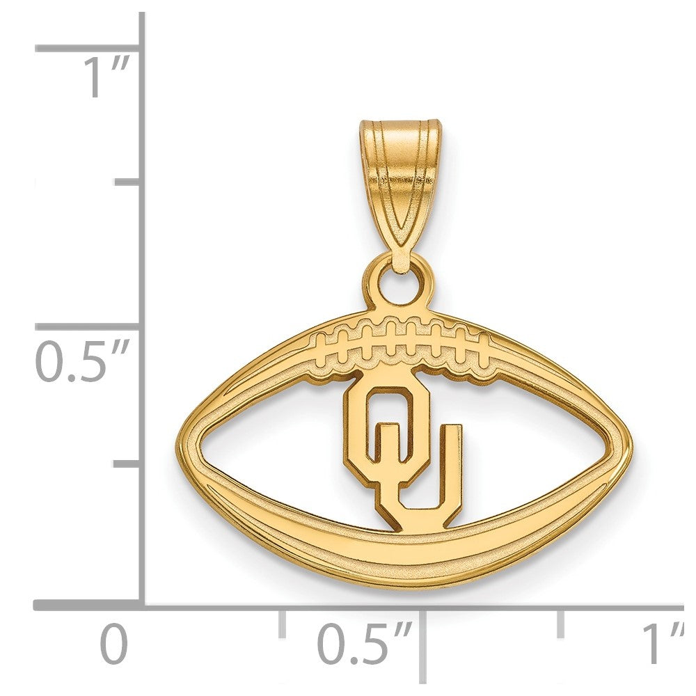 Gold Plated Sterling Silver Logoart University Of Oklahoma O U Football Pendant