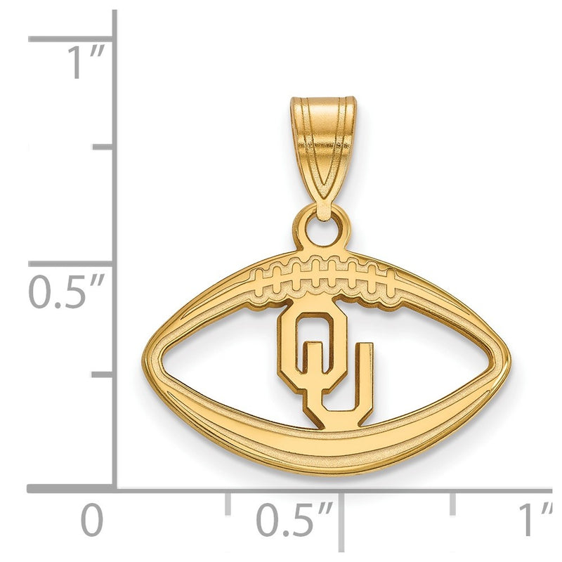 Gold Plated Sterling Silver Logoart University Of Oklahoma O U Football Pendant