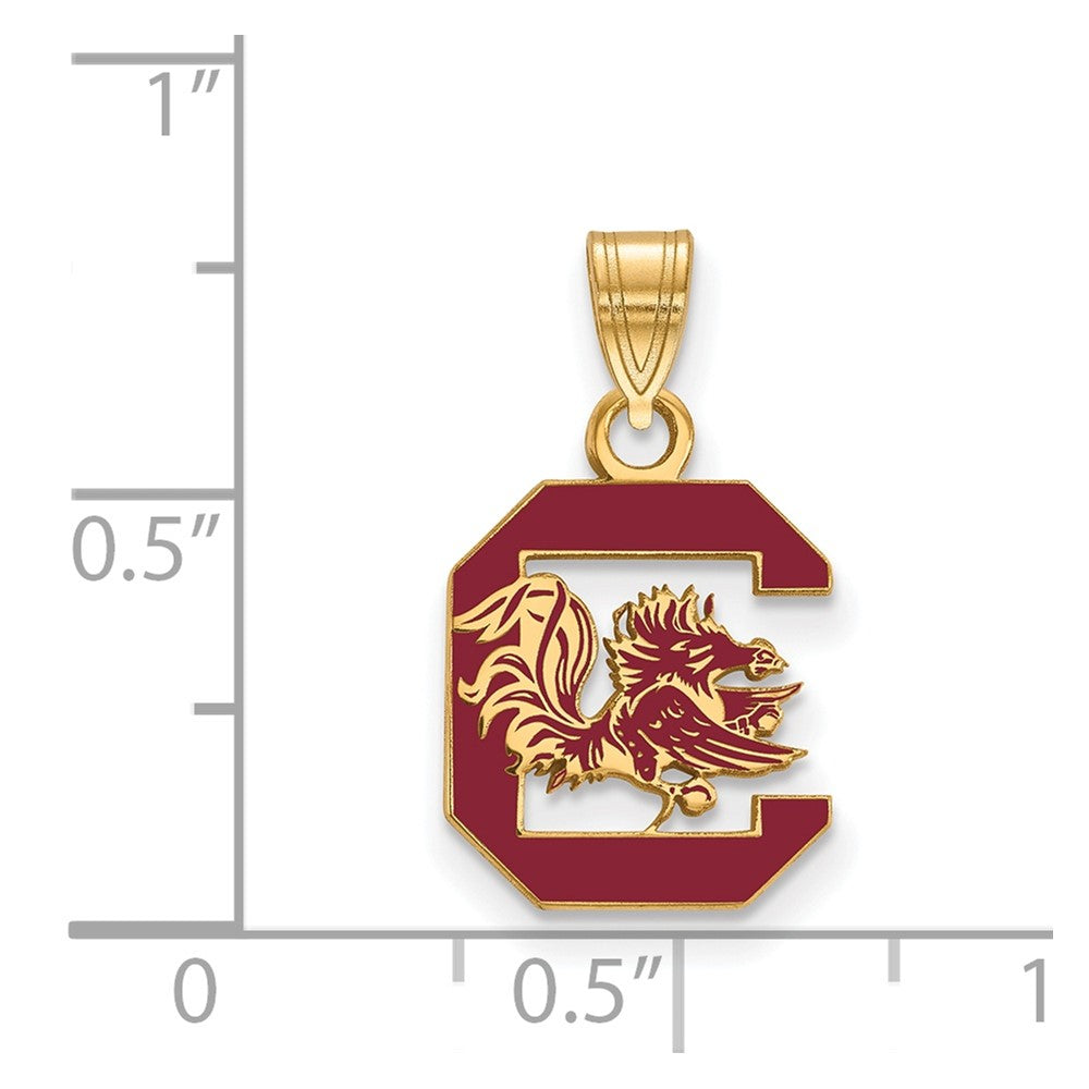 Gold Plated Sterling Silver Logoart University Of South Carolina Medium Enameled Pendant