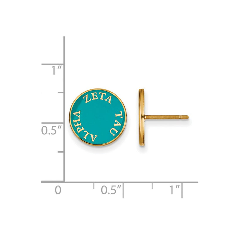 Gold Plated Sterling Silver Logoart Zeta Tau Alpha Sorority Text Color Enamel Post Earrings