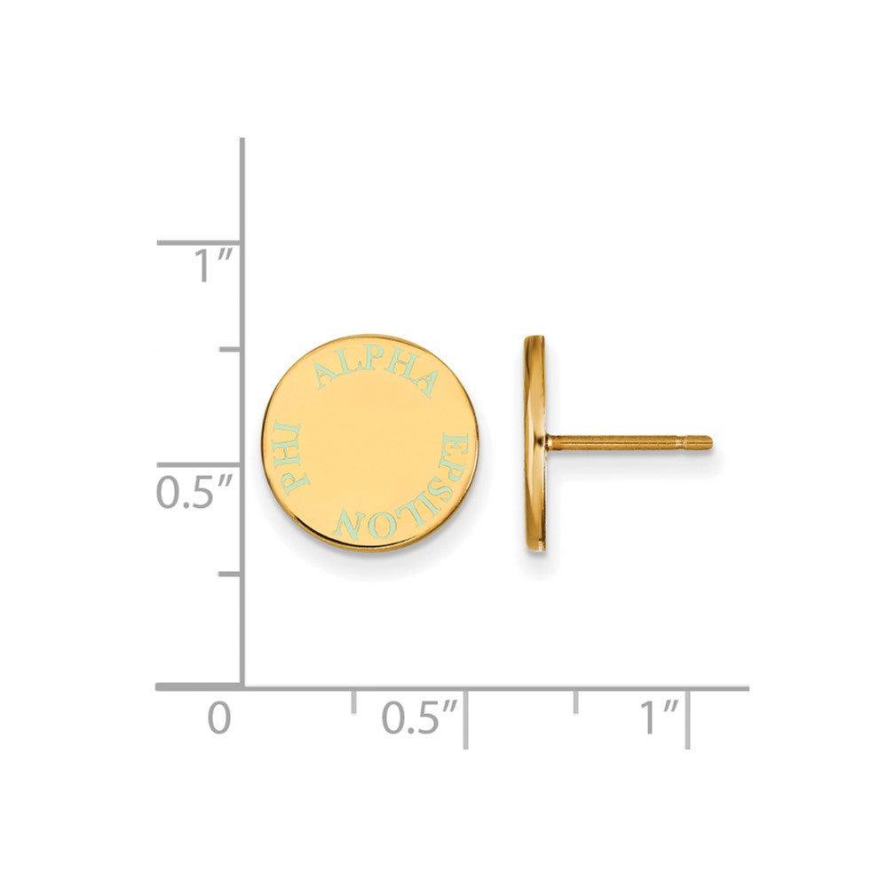 Gold Plated Sterling Silver Logoart Alpha Epsilon Phi Sorority Text Color Enamel Post Earrings