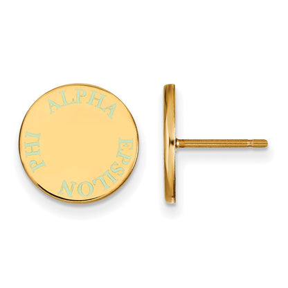Gold Plated Sterling Silver Logoart Alpha Epsilon Phi Sorority Text Color Enamel Post Earrings