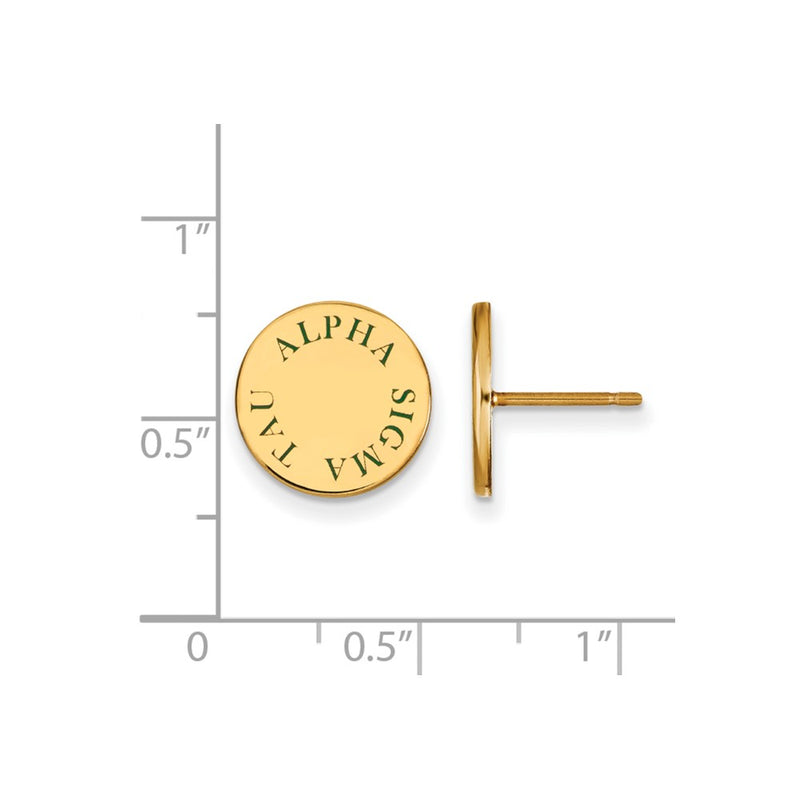 Gold Plated Sterling Silver Logoart Alpha Sigma Tau Sorority Text Color Enamel Post Earrings