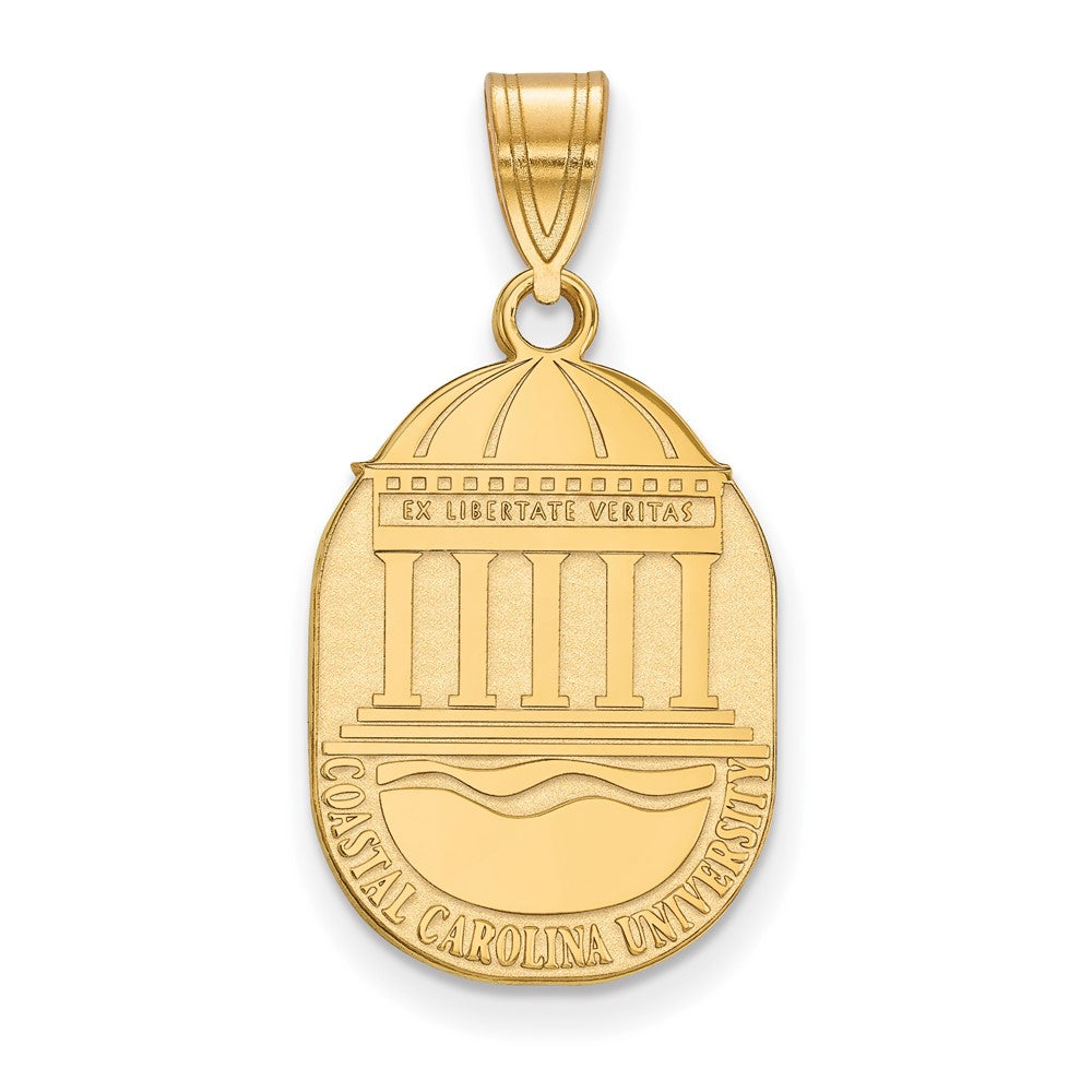 Gold Plated Sterling Silver Logoart Coastal Carolina University Large Crest Pendant