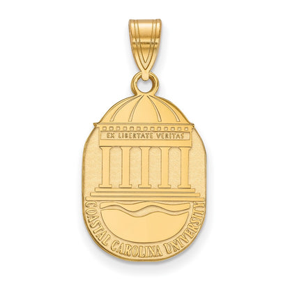 Gold Plated Sterling Silver Logoart Coastal Carolina University Large Crest Pendant