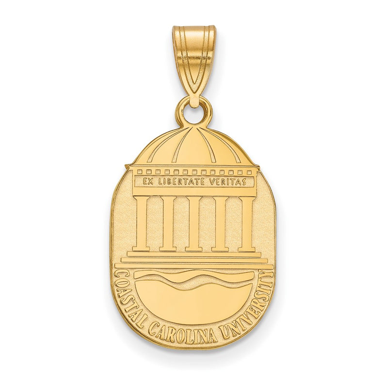 Gold Plated Sterling Silver Logoart Coastal Carolina University Large Crest Pendant