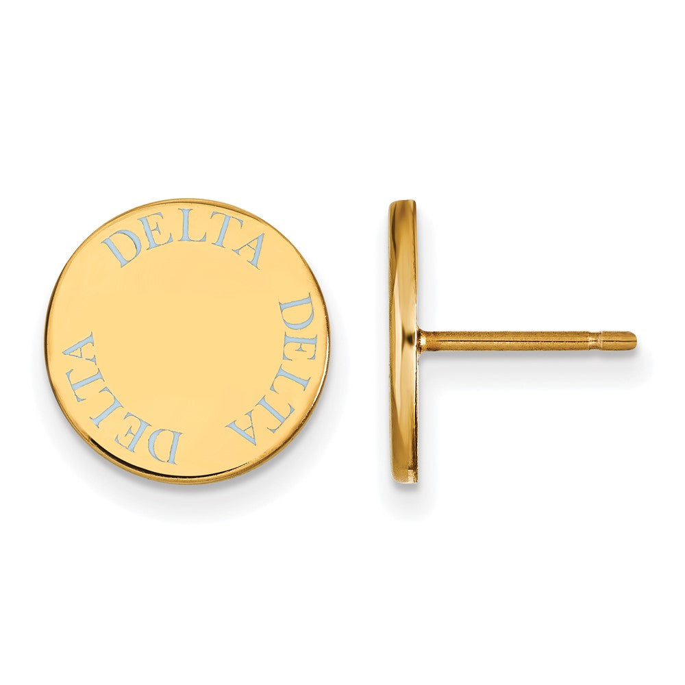 Gold Plated Sterling Silver Logoart Delta Sorority Text Color Enamel Post Earrings