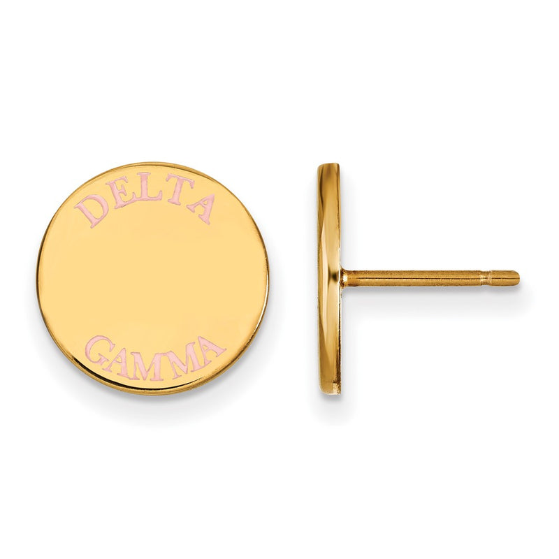 Gold Plated Sterling Silver Logoart Delta Gamma Sorority Text Color Enamel Post Earrings