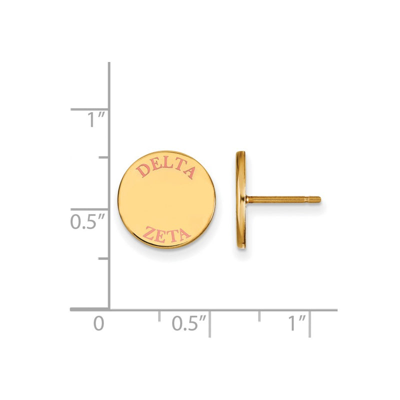 Gold Plated Sterling Silver Logoart Delta Zeta Sorority Text Color Enamel Post Earrings
