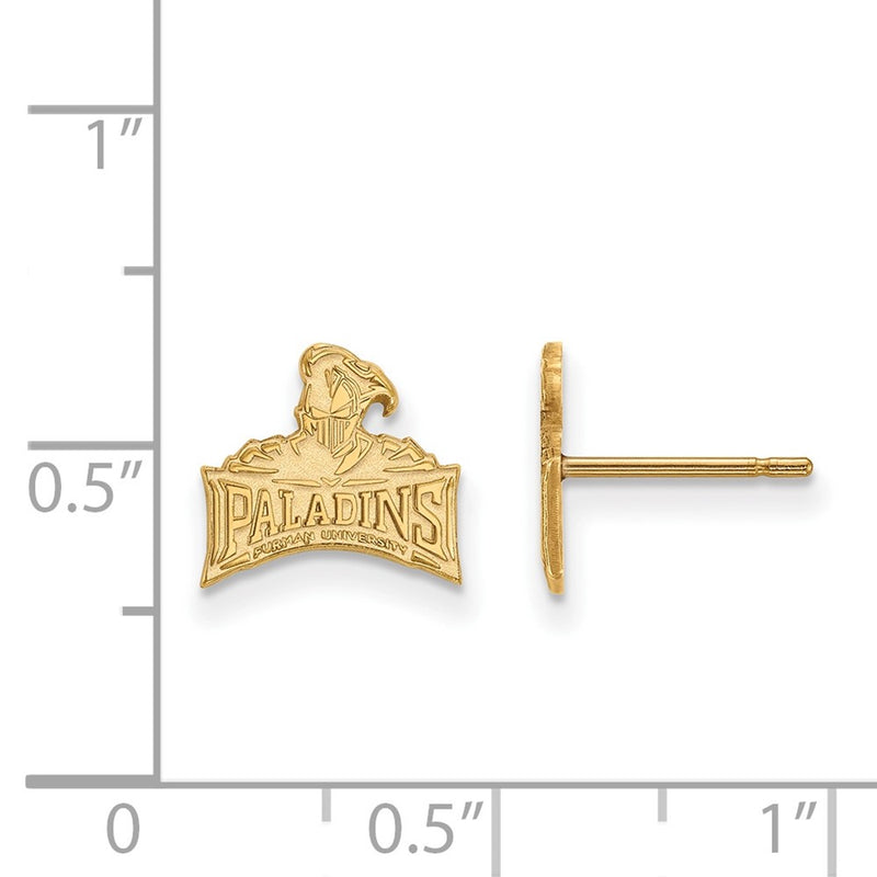 14K Yellow Gold Logoart Furman University Paladins Extra Small Post Earrings