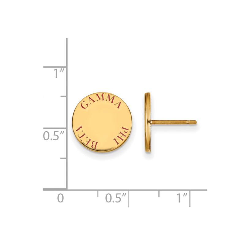 Gold Plated Sterling Silver Logoart Gamma Phi Beta Sorority Text Color Enamel Post Earrings