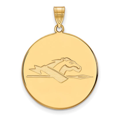 14K Yellow Gold Logoart Longwood University Horse Extra Large Disc Pendant