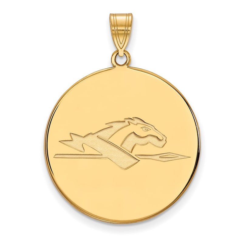 14K Yellow Gold Logoart Longwood University Horse Extra Large Disc Pendant