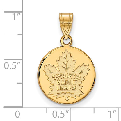 14K Yellow Gold Nhl Logoart Toronto Maple Leafs Medium Disc Pendant