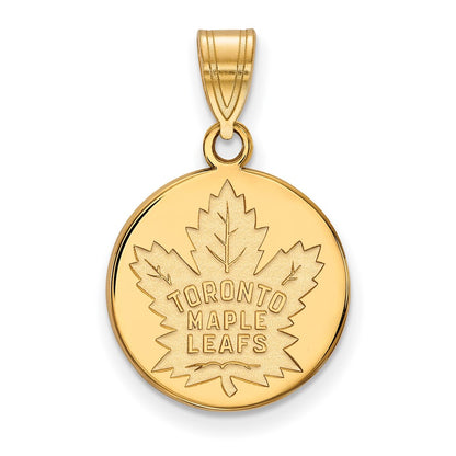 Gold Plated Sterling Silver Nhl Logoart Toronto Maple Leafs Medium Disc Pendant