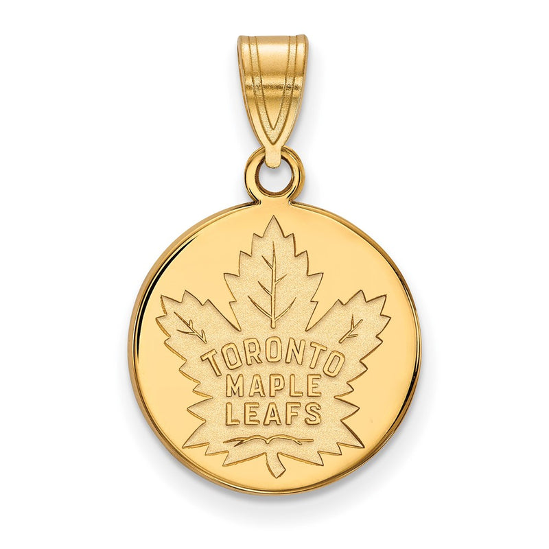 14K Yellow Gold Nhl Logoart Toronto Maple Leafs Medium Disc Pendant