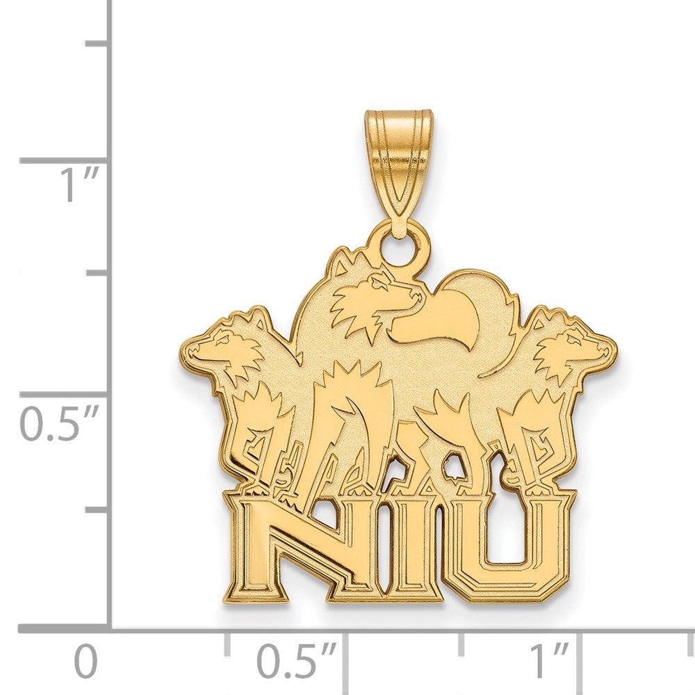 10K Yellow Gold Logoart Northern Illinois University N I U With Huskies Large Pendant