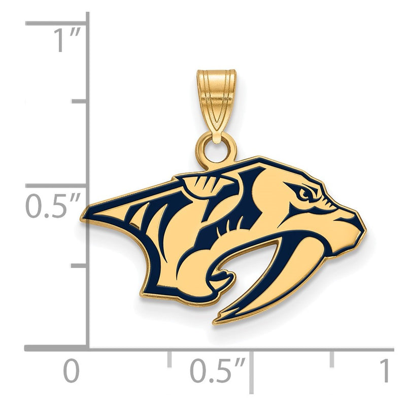 Gold Plated Sterling Silver Nhl Logoart Nashville Predators Small Enameled Pendant