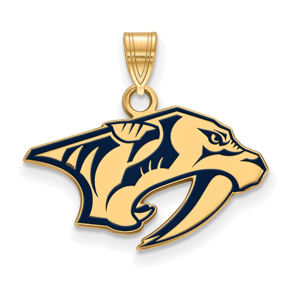 Gold Plated Sterling Silver Nhl Logoart Nashville Predators Small Enameled Pendant