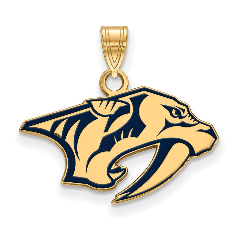 Gold Plated Sterling Silver Nhl Logoart Nashville Predators Small Enameled Pendant
