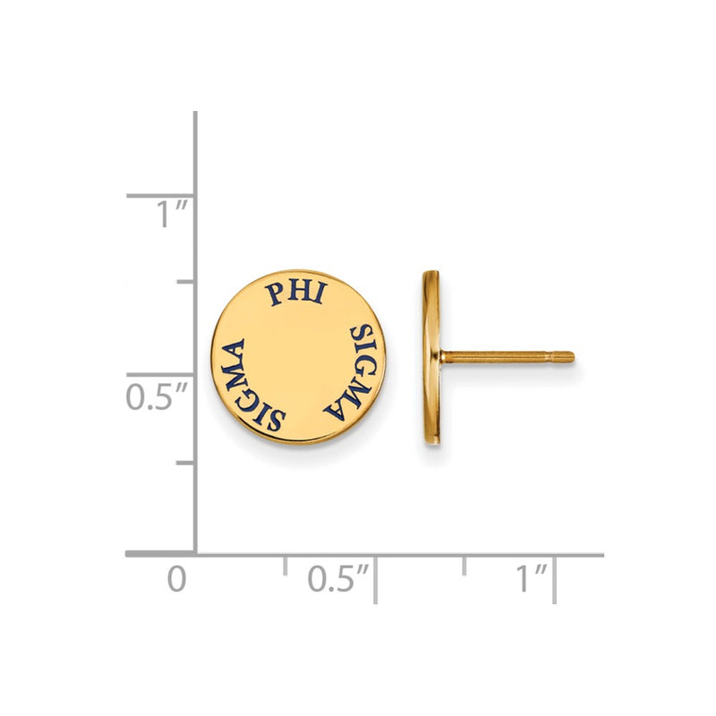Gold Plated Sterling Silver Logoart Phi Sigma Sorority Text Color Enamel Post Earrings