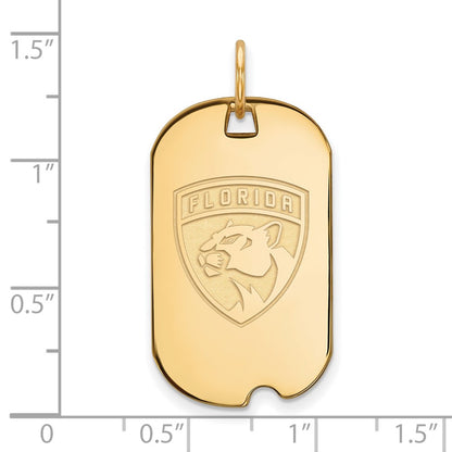 Gold Plated Sterling Silver Nhl Logoart Florida Panthers Small Dog Tag Pendant