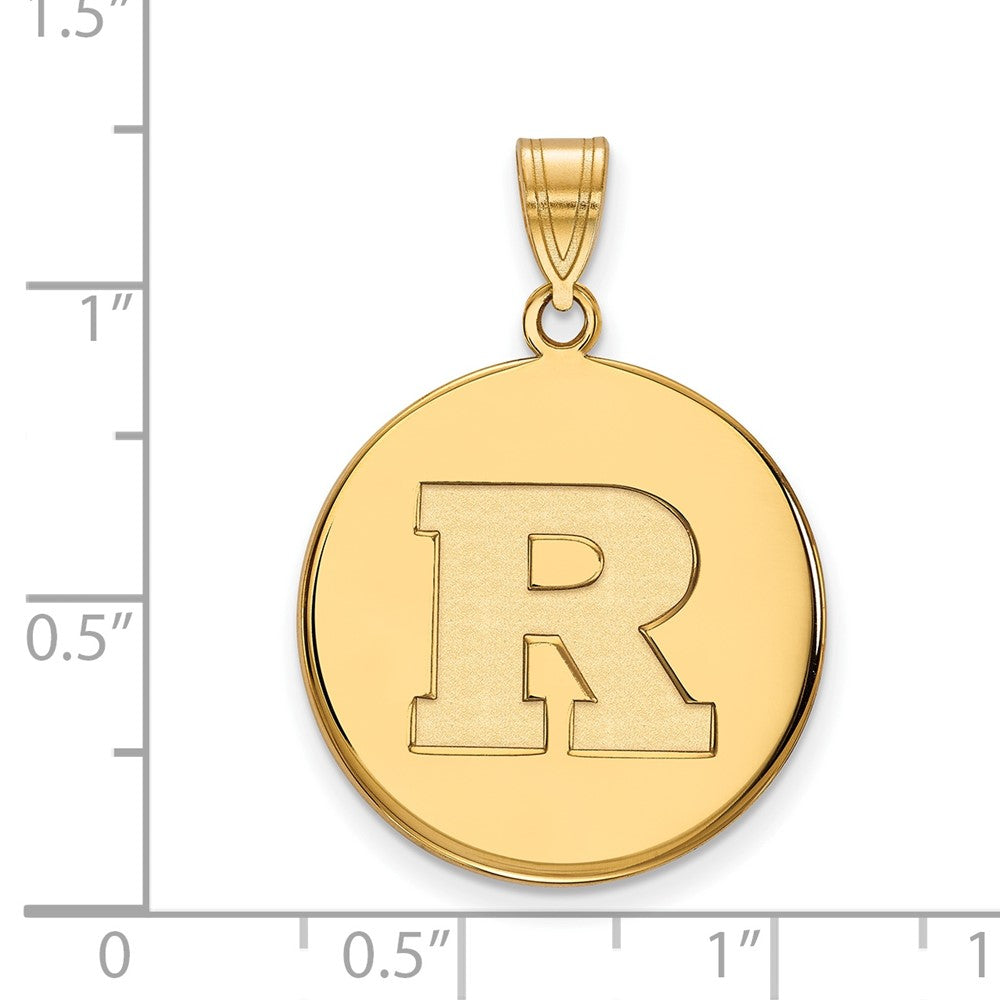 14K Yellow Gold Logoart Rutgers University Letter R Large Disc Pendant