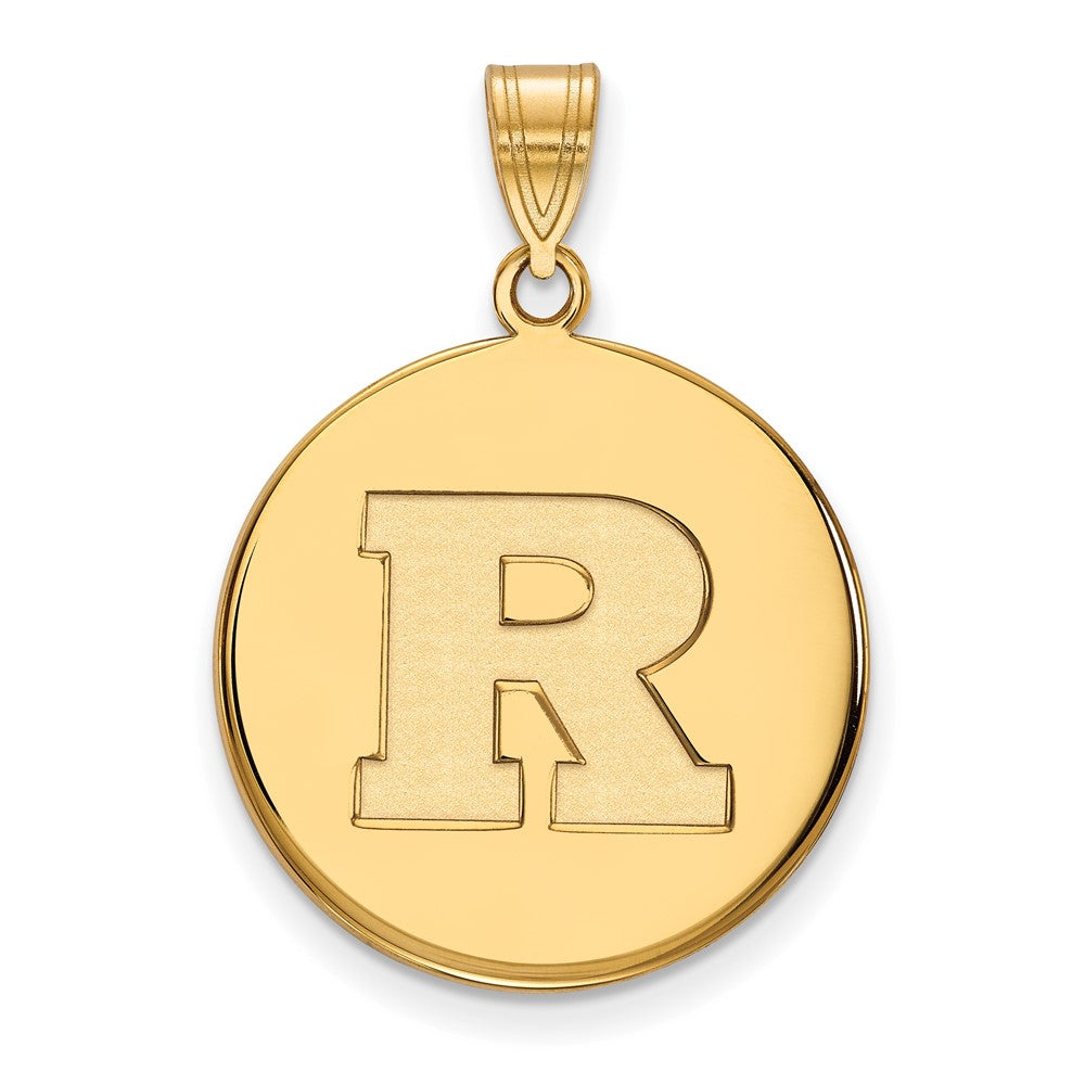 Gold Plated Sterling Silver Logoart Rutgers University Letter R Large Disc Pendant