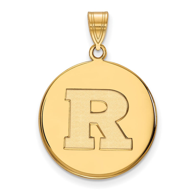 Gold Plated Sterling Silver Logoart Rutgers University Letter R Large Disc Pendant