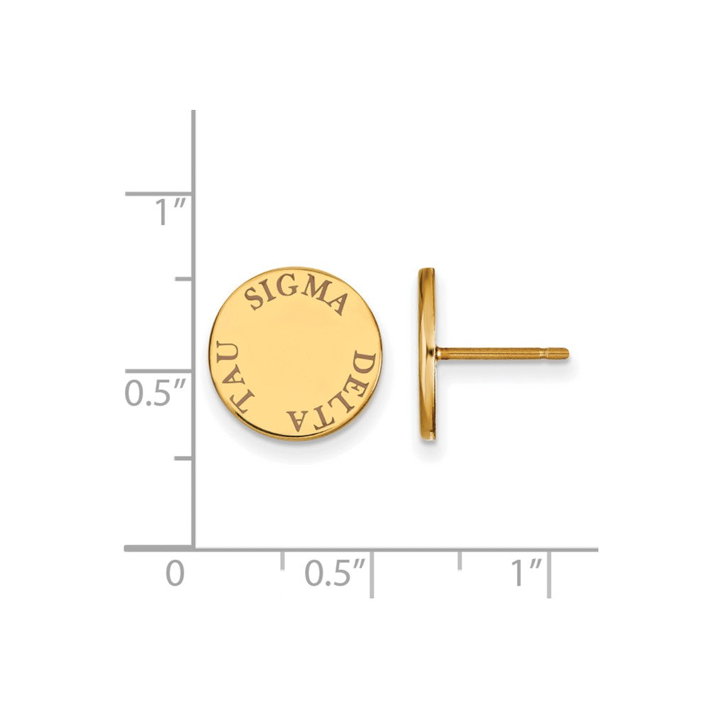 Gold Plated Sterling Silver Logoart Sigma Delta Tau Sorority Text Color Enamel Post Earrings