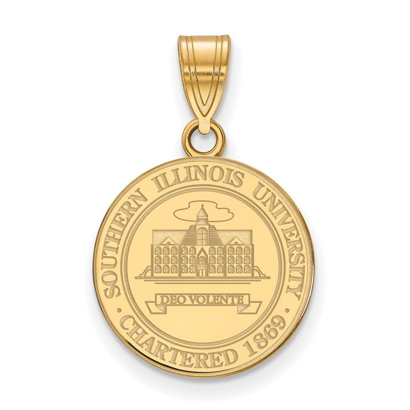 Gold Plated Sterling Silver Logoart Southern Illinois University Medium Crest Pendant