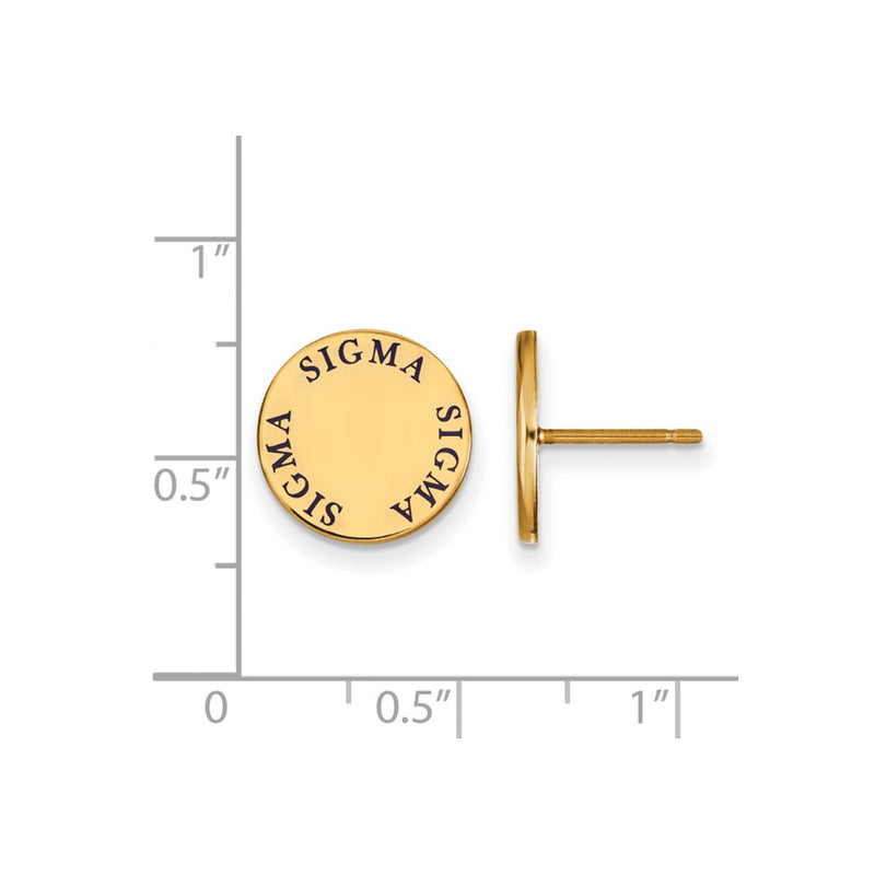 Gold Plated Sterling Silver Logoart Sigma Sorority Text Color Enamel Post Earrings