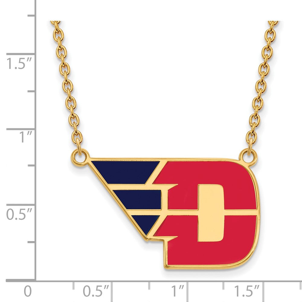 Gold Plated Sterling Silver Logoart University Of Dayton Large Enameled Pendant 18 Inch Necklace