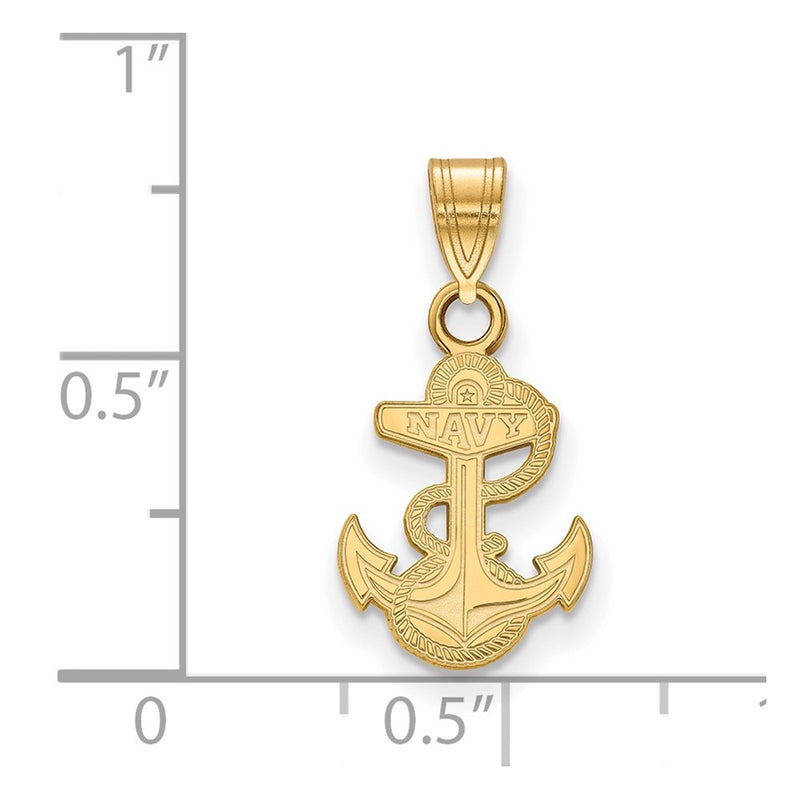 10K Yellow Gold Logoart Us Naval Academy Anchor Small Pendant