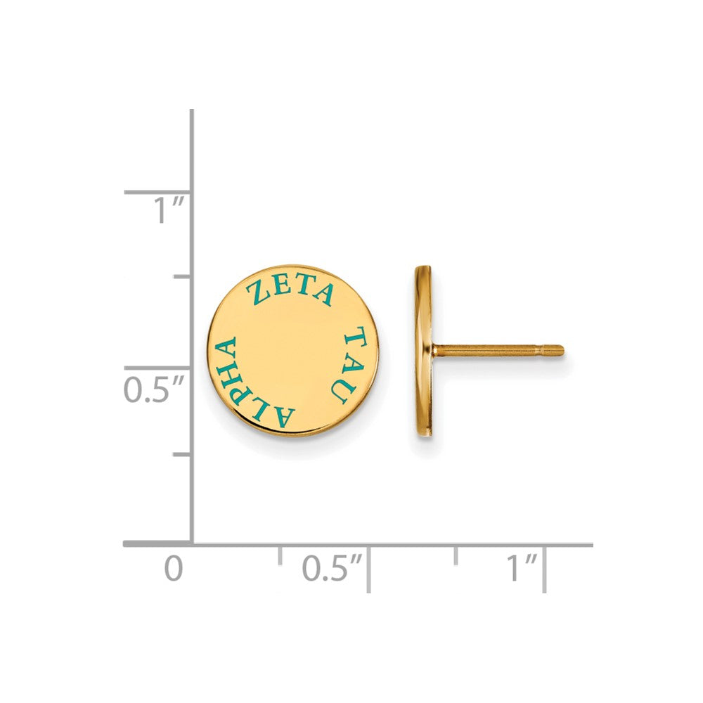 Gold Plated Sterling Silver Logoart Zeta Tau Alpha Sorority Text Color Enamel Post Earrings